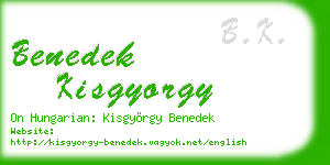 benedek kisgyorgy business card